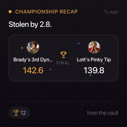 Leaguebase championship recap card.