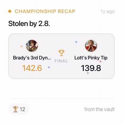 Leaguebase championship recap card.